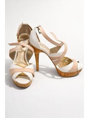 Guess Women's Strappy Cork Platform Heels 6 M